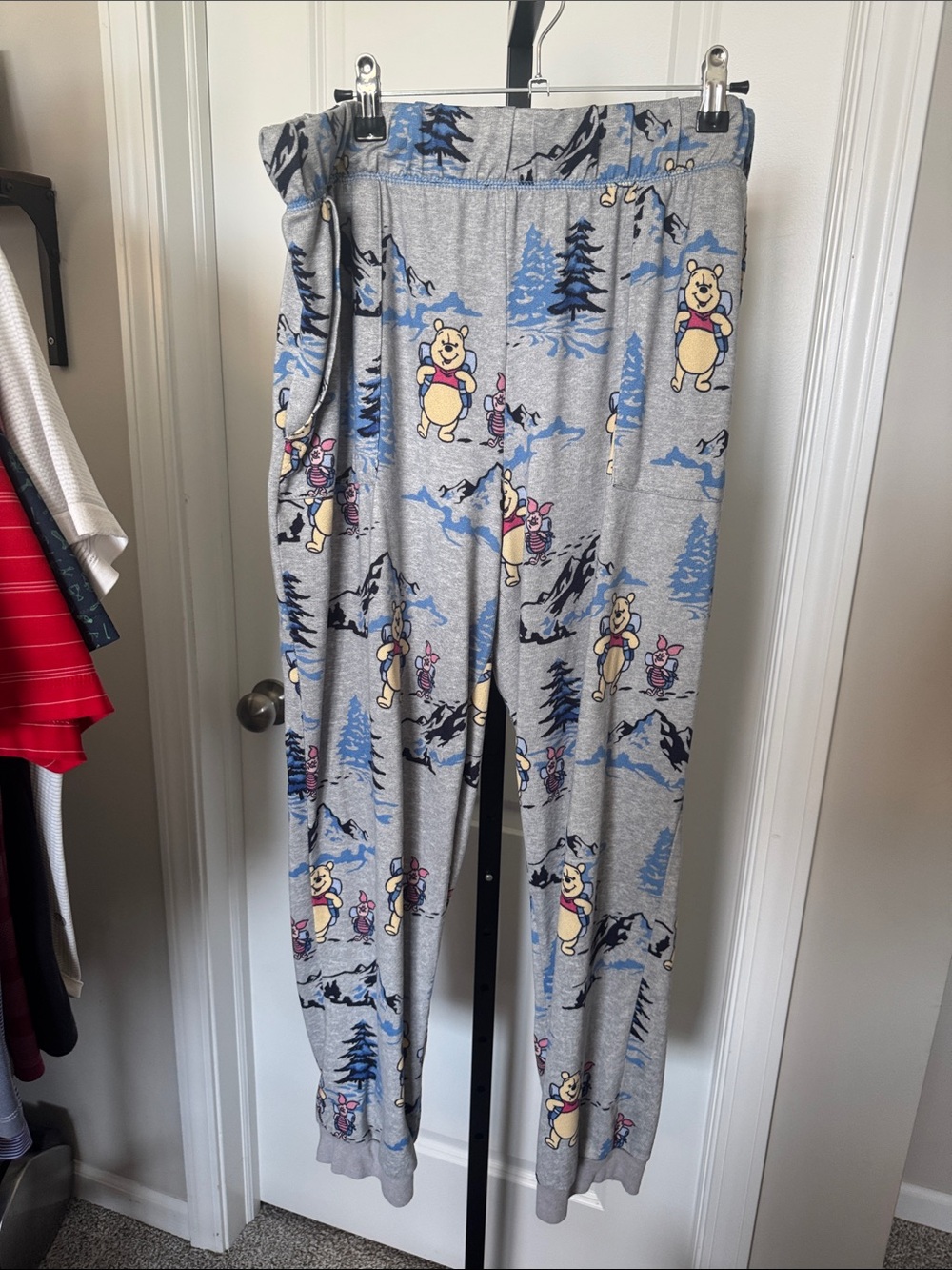 Disney Grey Winnie the Pooh Pajama Pants with Blue Trees